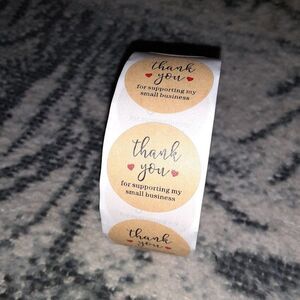 500pc Kraft Paper Red Heart Thank You Sticker Roll, Business Packaging Supplies